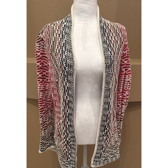 NIC+ZOE Fireside Cotton Blend Cardy Ombre Open Knit Cardigan Women’s Size L - Picture 1 of 7